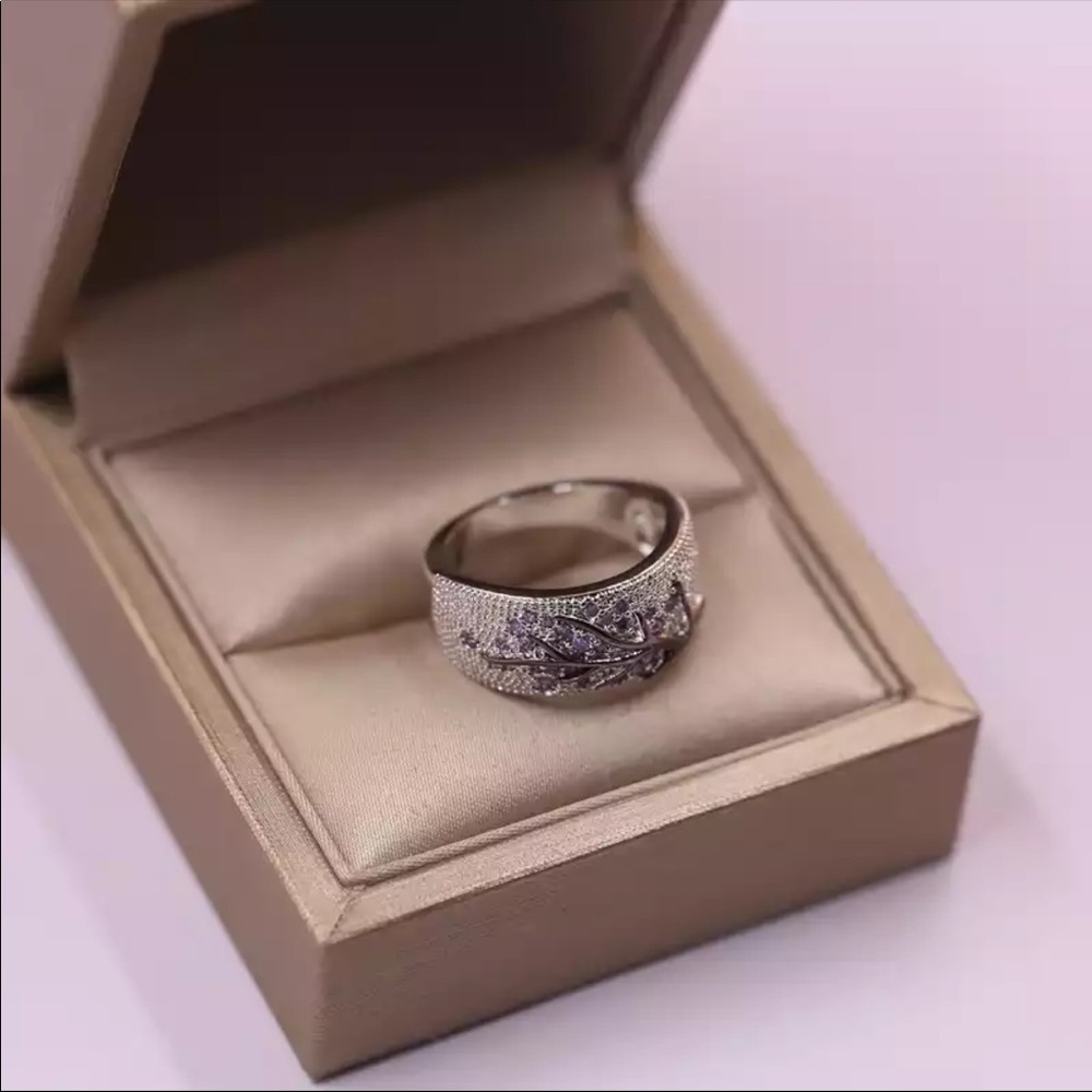 New 925 Silver Tree Branch Purple Crystal Ring - Picture 4 of 8